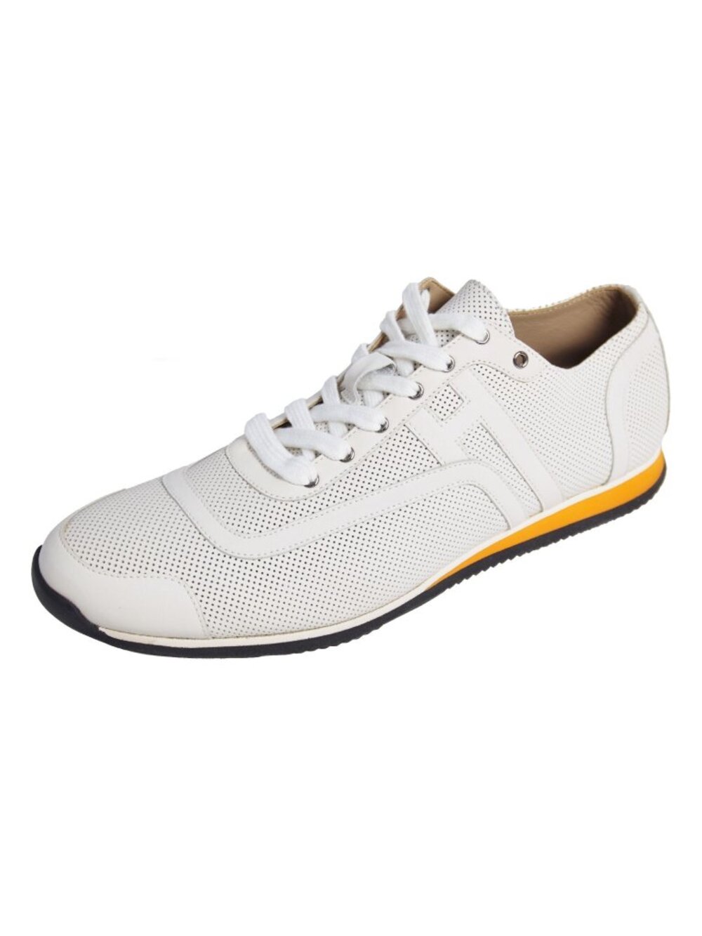 Hermes Sneakers Low Cut H Logo Perforated Shoes Leather White
